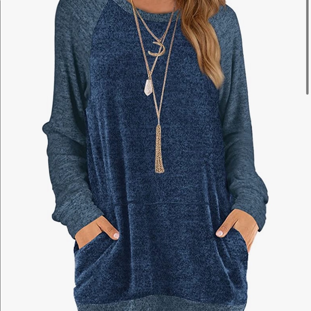 Blue long sleeve oversized top